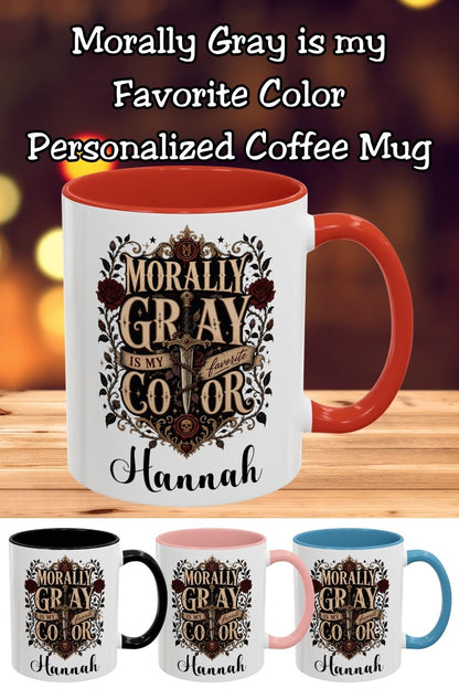 Coffee tastes better when your current read is full of morally questionable characters. ☕🖤 The Personalized Morally Gray Is My Favorite Color Mug features gothic roses, dagger details, ornate accents, and your chosen name for a one-of-a-kind reader gift. Perfect for dark romance lovers, romantasy fans, BookTok readers, and anyone who proudly collects fictional red flags. #PersonalizedMug #BookLoverGift #DarkRomance #MorallyGray #RomantasyReader #BookTokGift #CoffeeAndBooks #ReaderGift