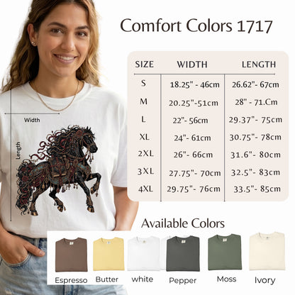 Dark Fantasy Horse Shirt, Book Lover T Shirt, Gothic Romantasy Tee, Ornate Black Horse, Fantasy Reader Gift