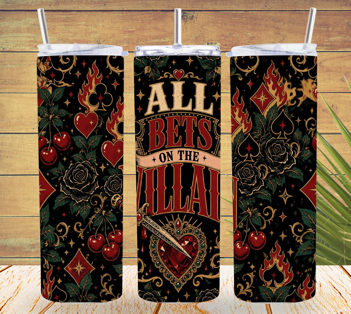 All Bets on the Villain Tumbler, Dark Romance Book Lover Tumbler, Morally Gray Villain Reader Gift, Bookish Tumbler