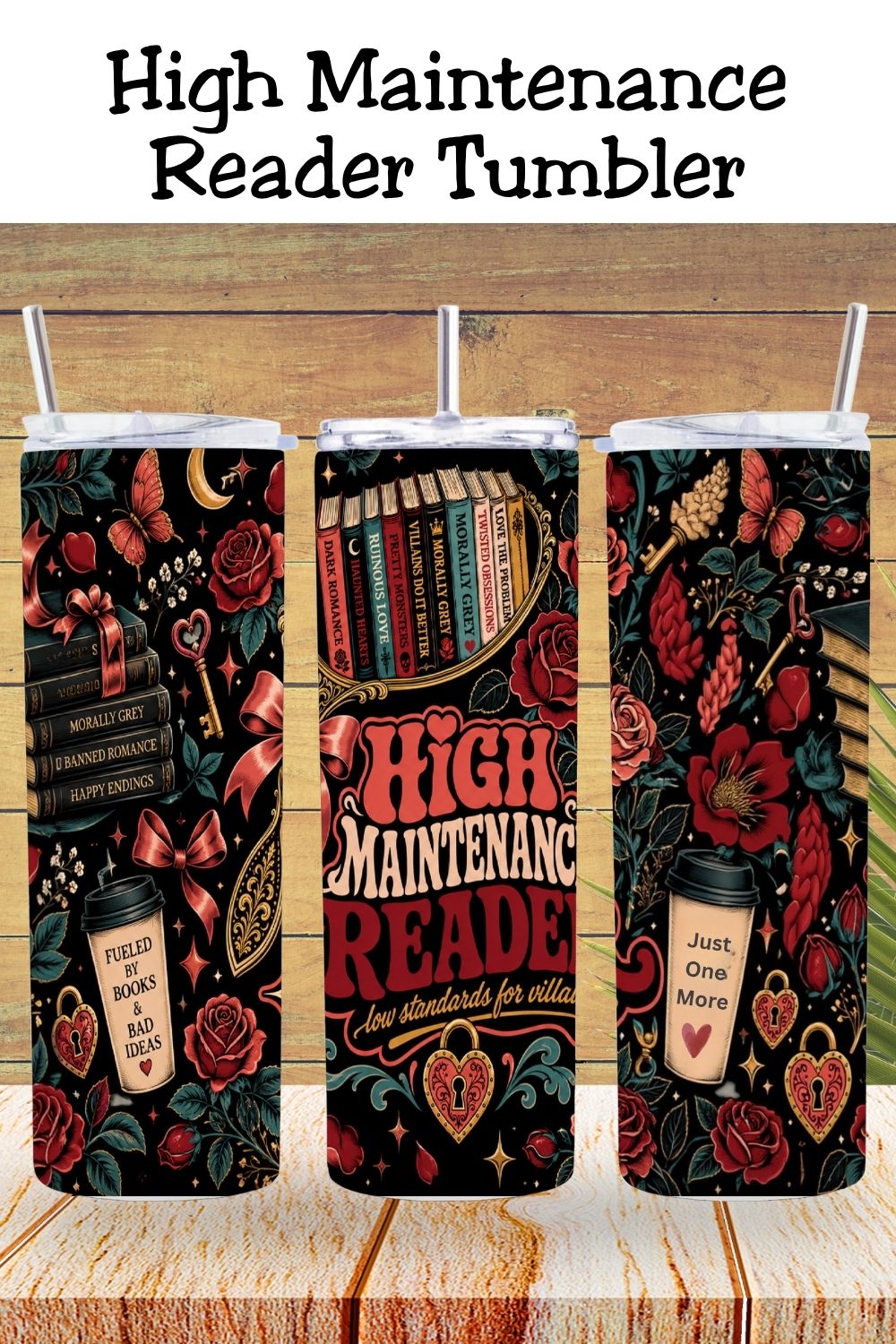 High Maintenance Reader Tumbler, Dark Romance Book Lover Cup, Low Standards for Villains Tumbler, BookTok Gift, Romantasy Reader Gift