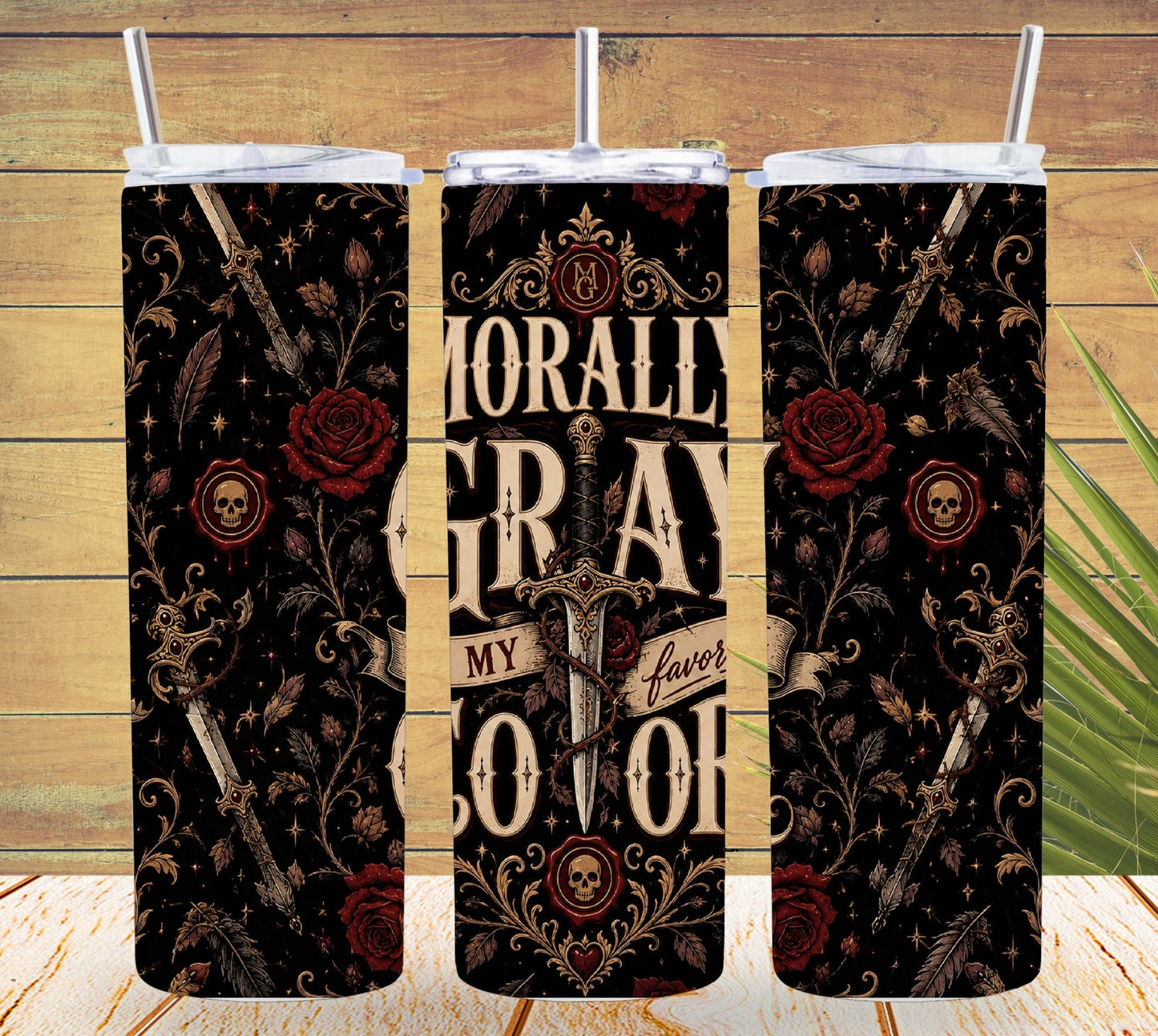 Morally Gray Is My Favorite Color Tumbler, Dark Romance Book Lover Tumbler, Romantasy Reader Gift