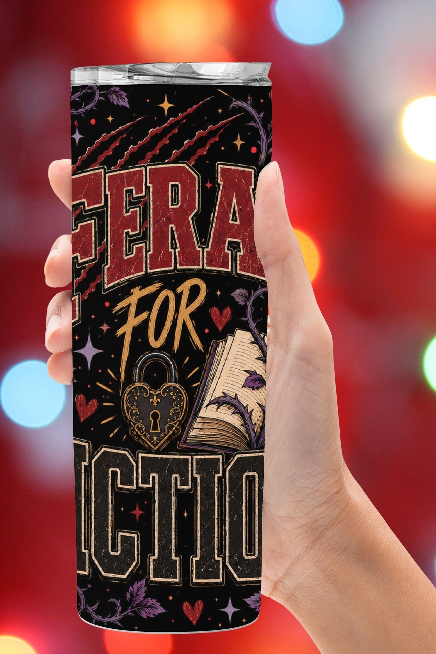 Feral for Fiction Tumbler, Gothic Book Lover Tumbler, Dark Academia Reader Gift, Bookish Tumbler, Romance Reader Gift