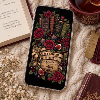 Dark Academia Printable Set, Gothic Book Lover Wall Art, Printable Bookmark, Phone Wallpaper, Ripe With Bad Intentions