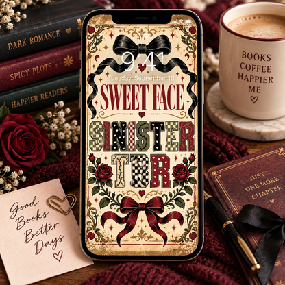 Book Lover Printable Wall Art, Sweet Face Sinister TBR, Romance Reader Decor, Bookish Digital Download, Dark Romance Gift