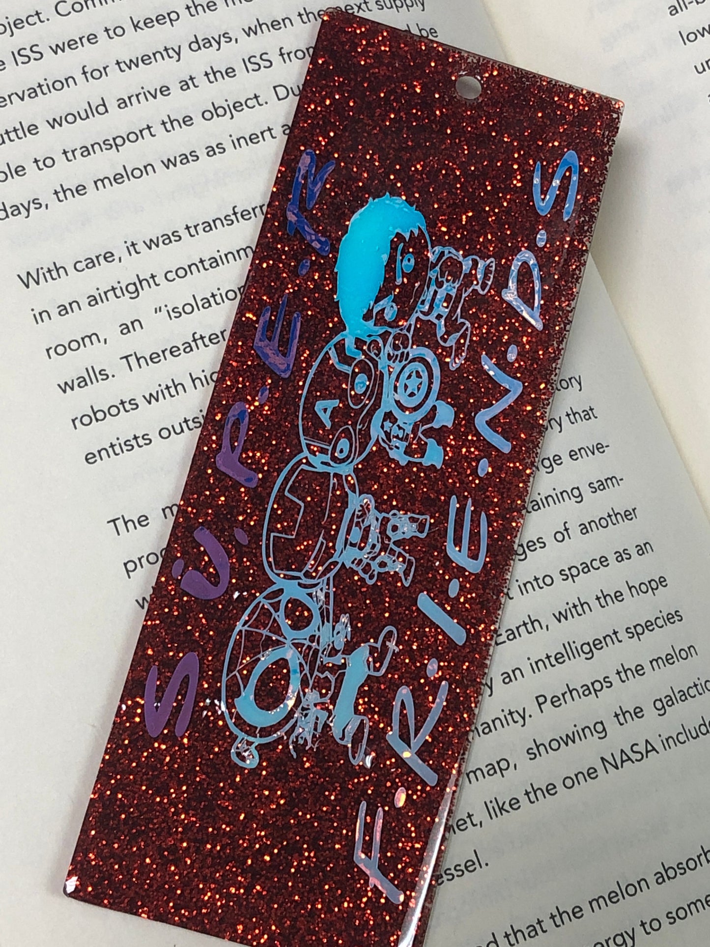 Super Friends Glitter Bookmark