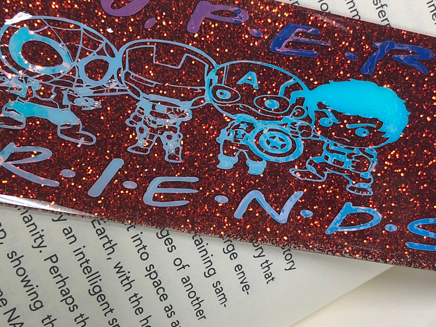 Super Friends Glitter Bookmark